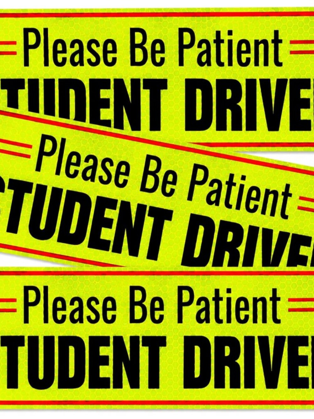 Student Driver Car Magnet Set of 3 - Reflective 10 Inch Magnetic Signs for Cars